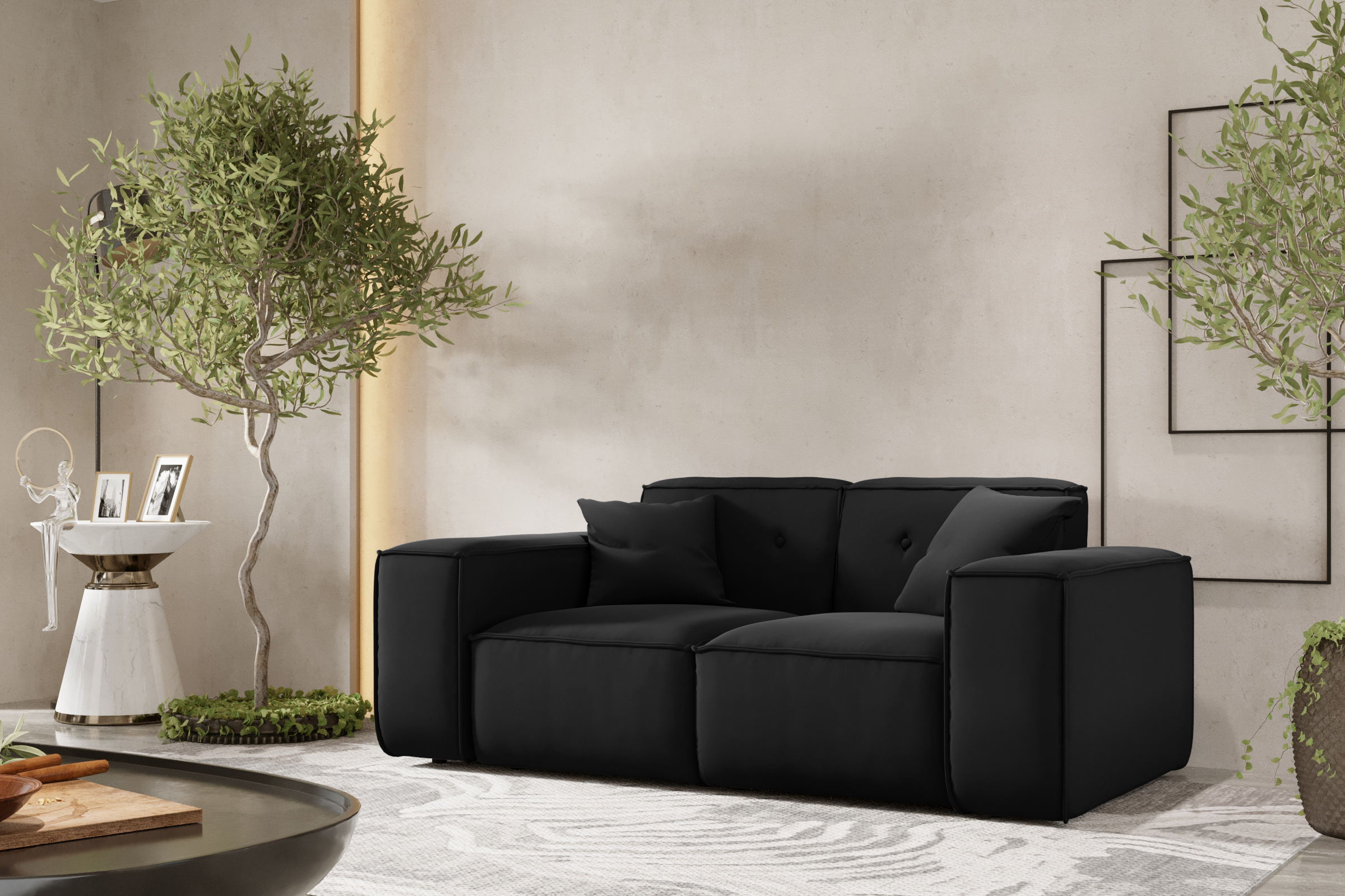 Sofa LUGA Schwarz 2-Sitzer